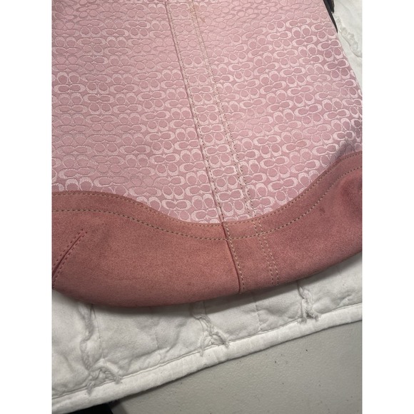 Vintage Coach Pink Signature "C" Jacquard Shoulder Bag Purse Y2K 11x10" - Picture 3 of 10